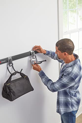 Rubbermaid FastTrack Garage Storage Utility Hooks, 5 Piece, Black, All in One Rail Hook Kit and Tool Organizer, Heavy Duty for Home/Garage/Shed/Garden