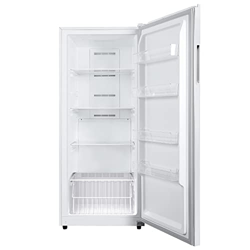 Hamilton Beach HZ4941 14 cu ft Upright Convertible Fridge/Freezer-Frost Free-Reversible Door-Removable Glass Shelves-LED Interior Light, White