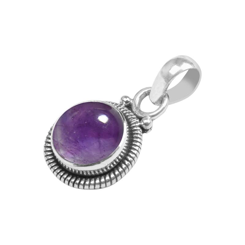 Amethyst Stone 925 Sterling Silver Pendant Necklace For Women Girls Gift, Natural Gemstone Pendant Necklace, Solitaire Pendant, Handmae Pendant