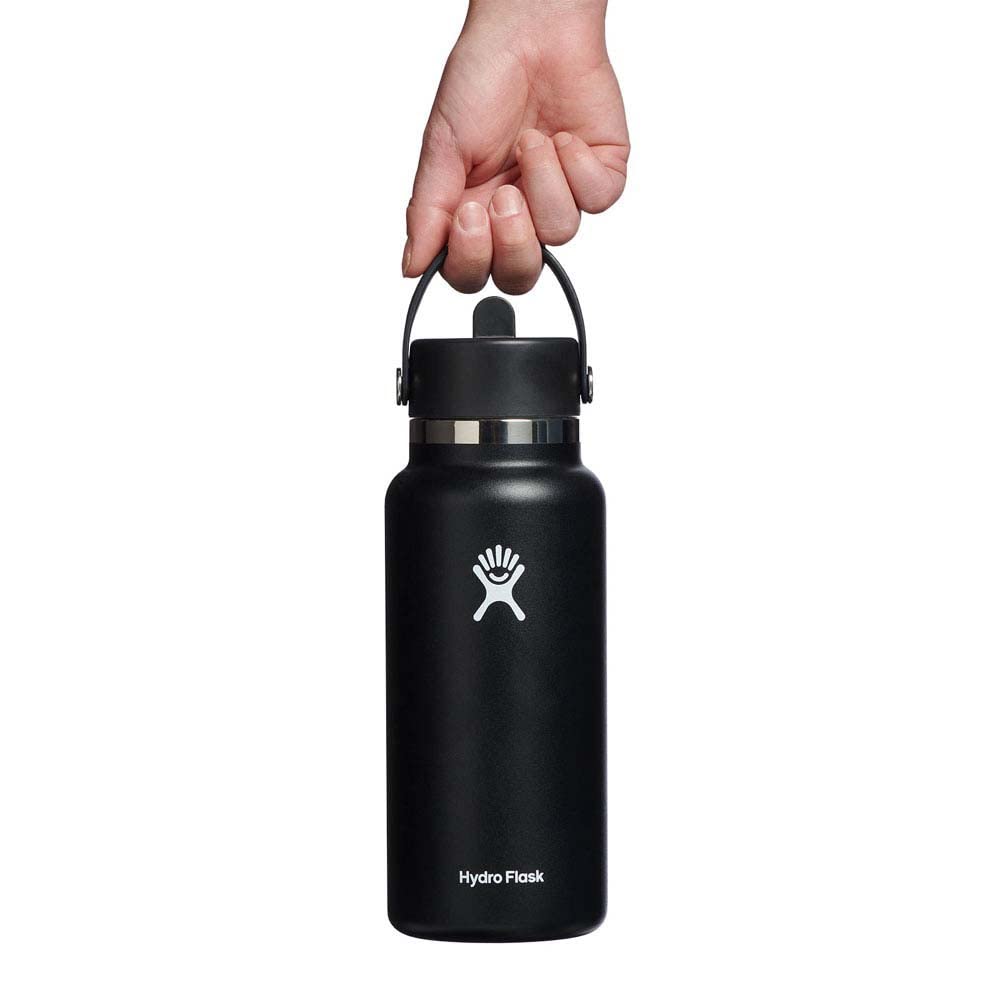 HYDRO FLASK Wide Mouth vacuum insulated stainless steel water bottle with leakproof closeable straw lid for cold water drinks, sports, travel, car and school