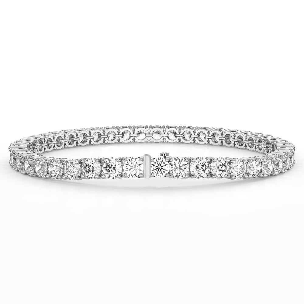 Diamond2Deal 14k Gold Round Cut Lab Grown Diamond Tennis Bracelet (1ct to 10ct, Color-D, Clarity- VS) 7 inch