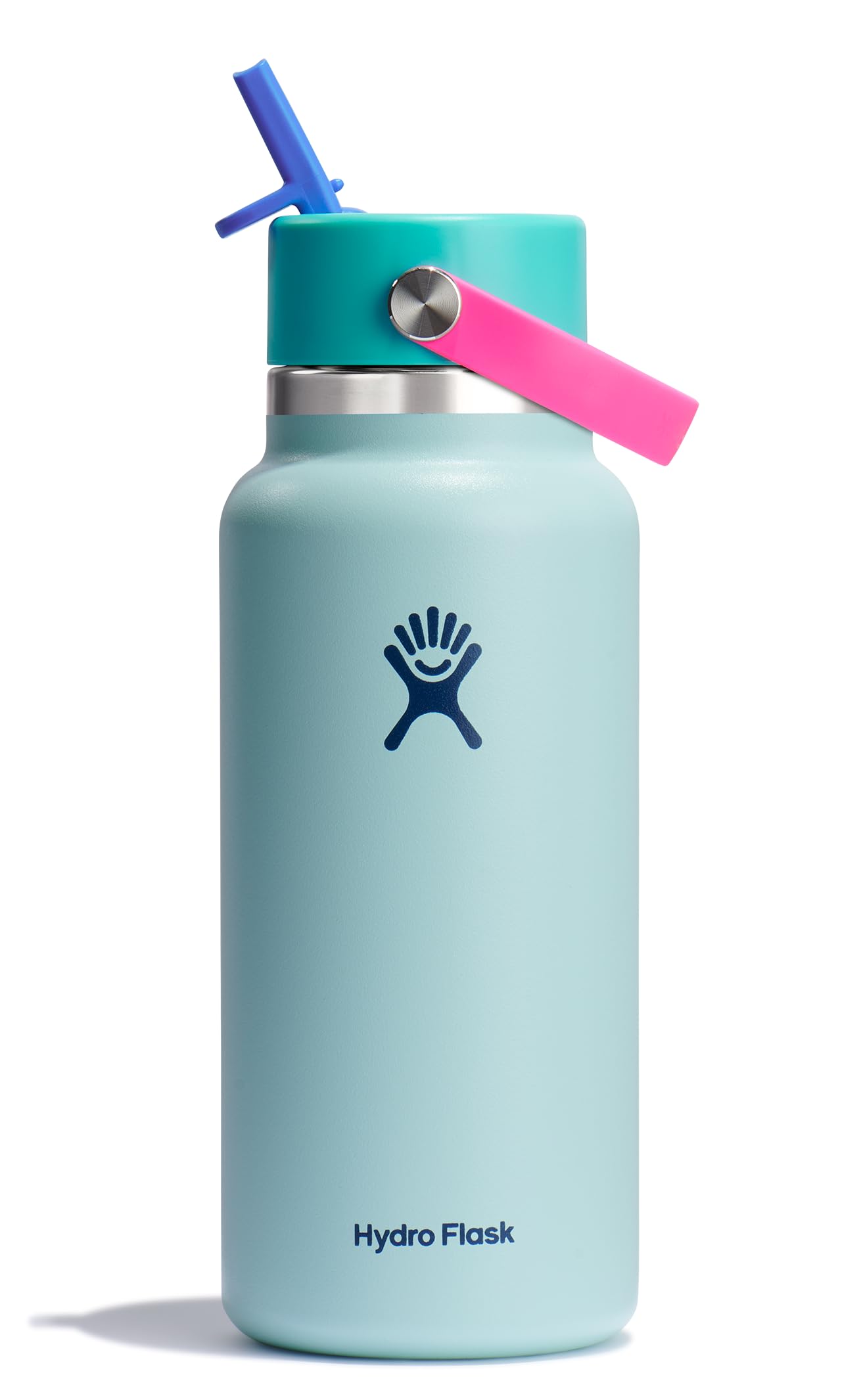 HYDRO FLASK Wide Mouth vacuum insulated stainless steel water bottle with leakproof closeable straw lid for cold water drinks, sports, travel, car and school