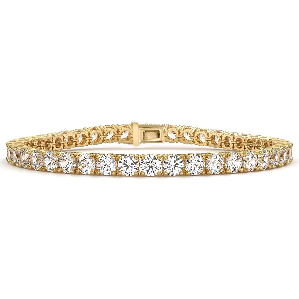 Diamond2Deal 14k Gold Round Cut Lab Grown Diamond Tennis Bracelet (1ct to 10ct, Color-D, Clarity- VS) 7 inch