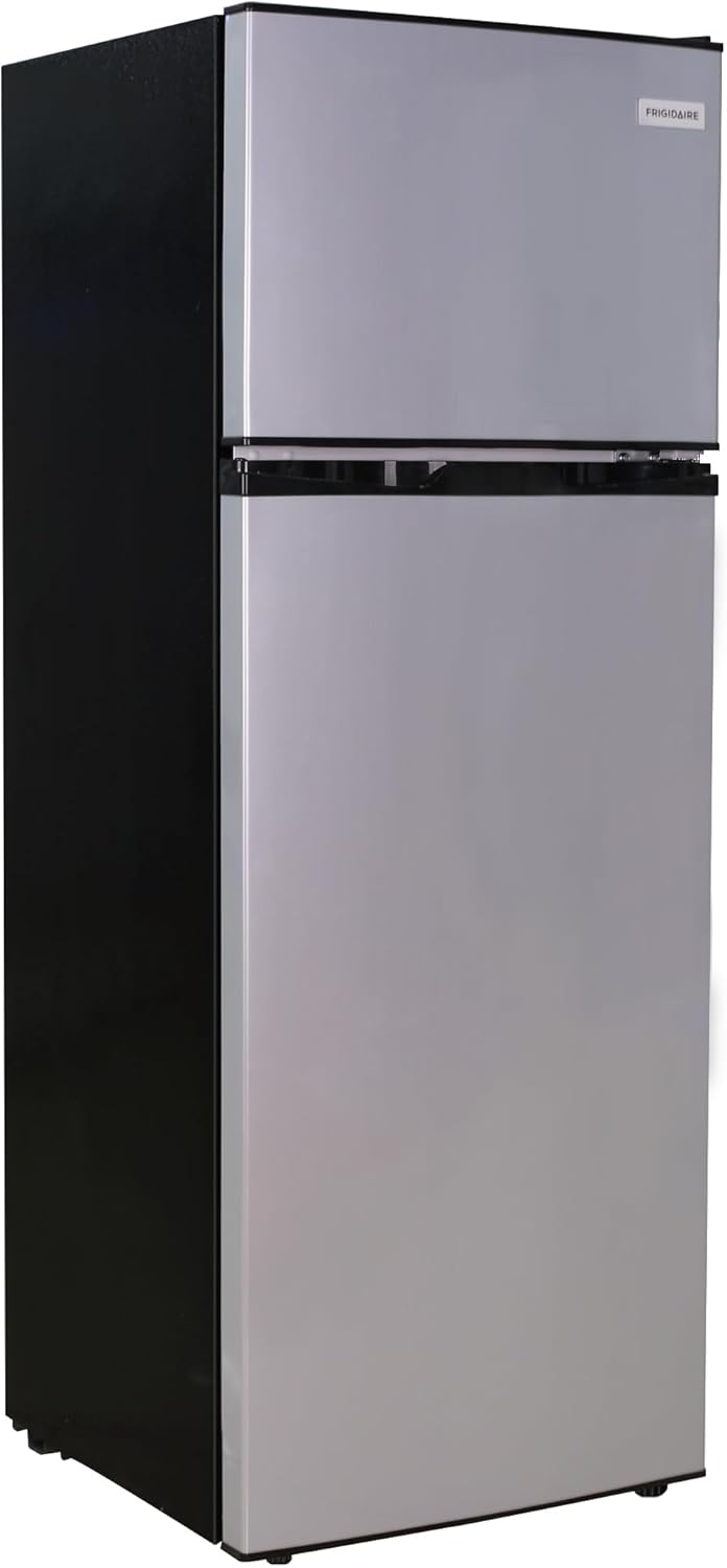 Frigidaire EFR749AMZ, 2 Door Apartment Size Refrigerator with Freezer, 7.5 cu ft, Retro, Silver, Platinum