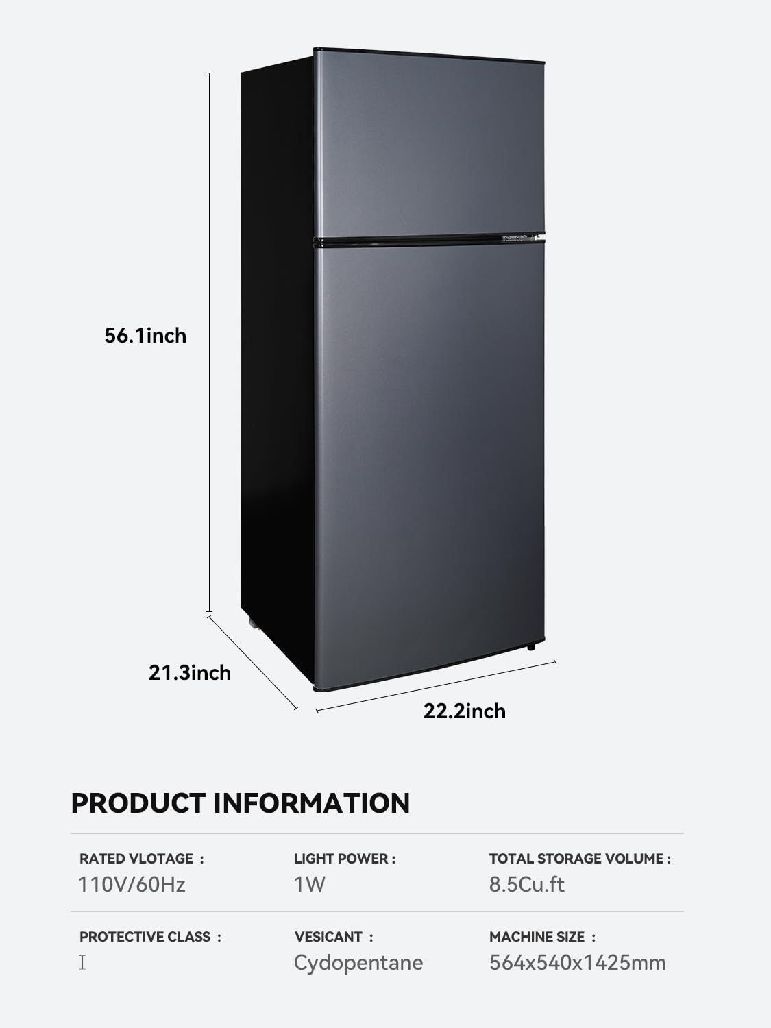 Mini Fridge with Freezer, 2.9 Cu.Ft Small Fridge, Energy Saving, Low Noise,7 Adjustable Thermostat, Double Door Small Refrigerator for Dorm, Bedroom, Office