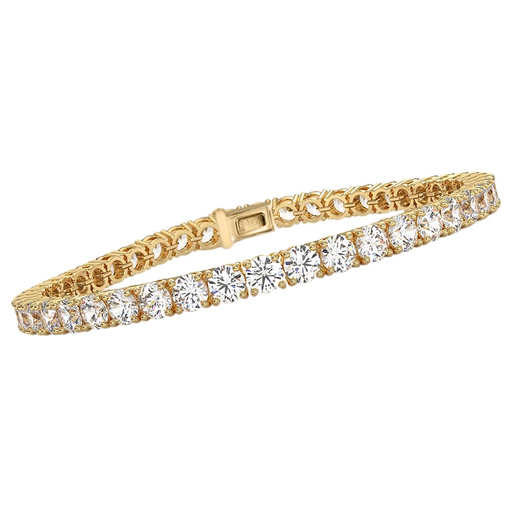 Diamond2Deal 14k Gold Round Cut Lab Grown Diamond Tennis Bracelet (1ct to 10ct, Color-D, Clarity- VS) 7 inch