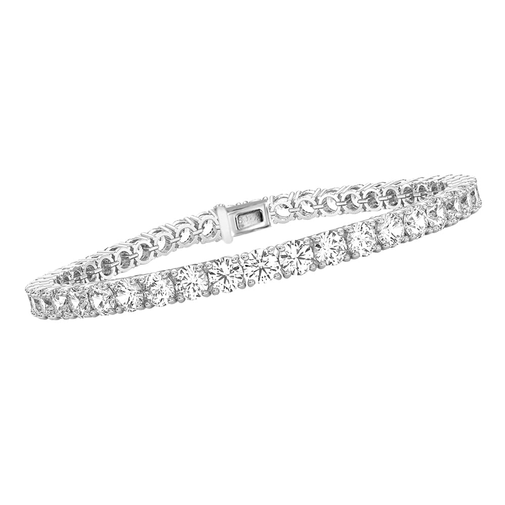 Diamond2Deal 14k Gold Round Cut Lab Grown Diamond Tennis Bracelet (1ct to 10ct, Color-D, Clarity- VS) 7 inch