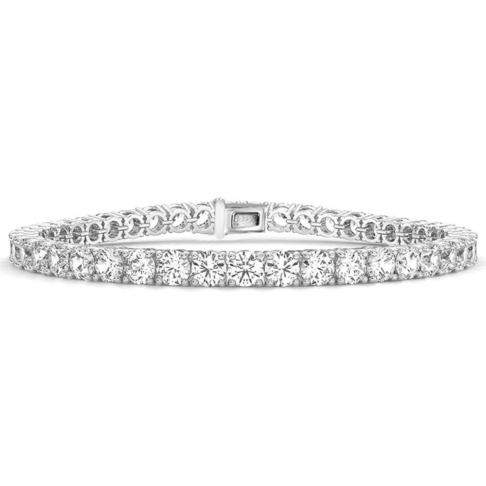 Diamond2Deal 14k Gold Round Cut Lab Grown Diamond Tennis Bracelet (1ct to 10ct, Color-D, Clarity- VS) 7 inch