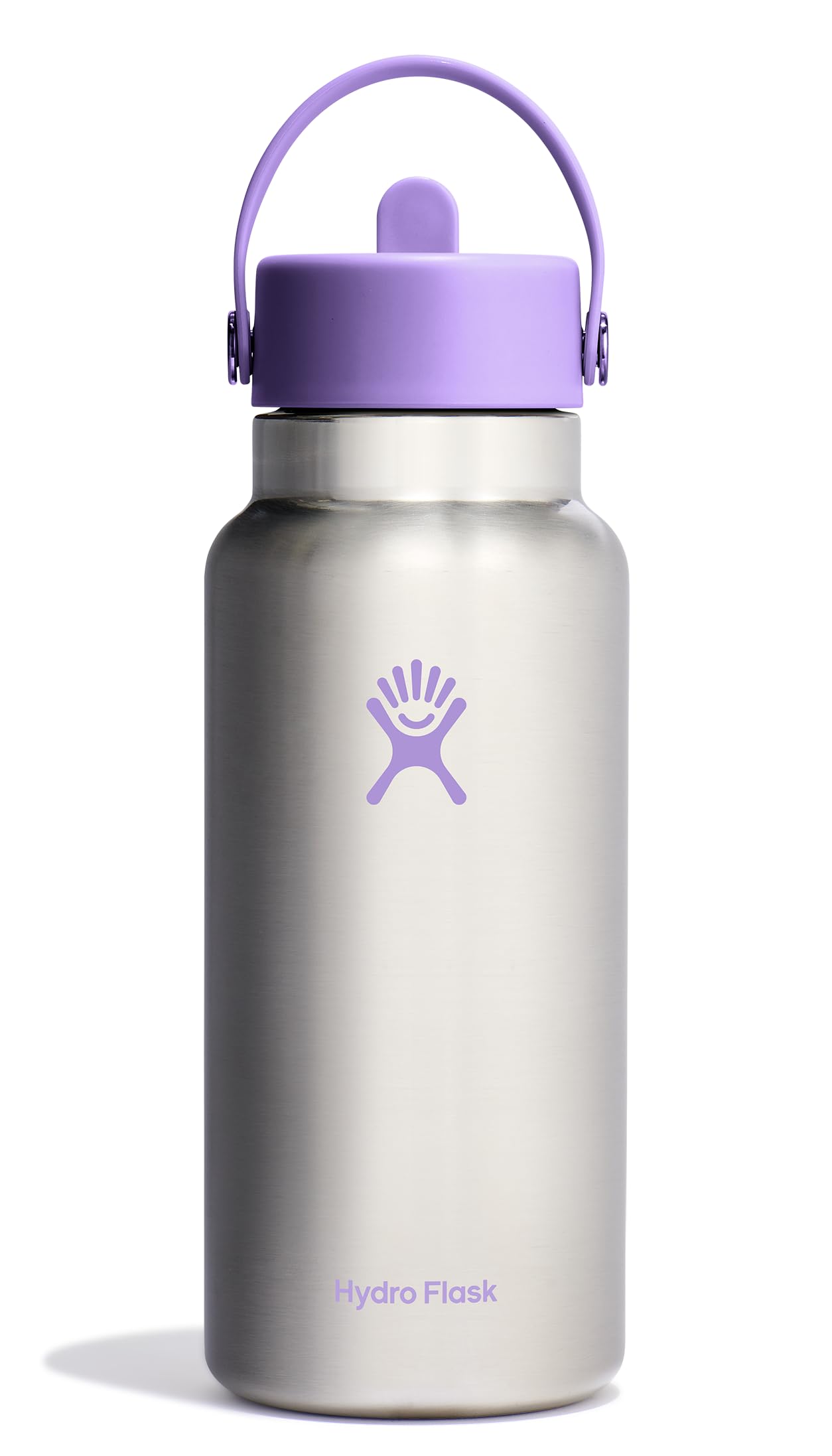 HYDRO FLASK Wide Mouth vacuum insulated stainless steel water bottle with leakproof closeable straw lid for cold water drinks, sports, travel, car and school