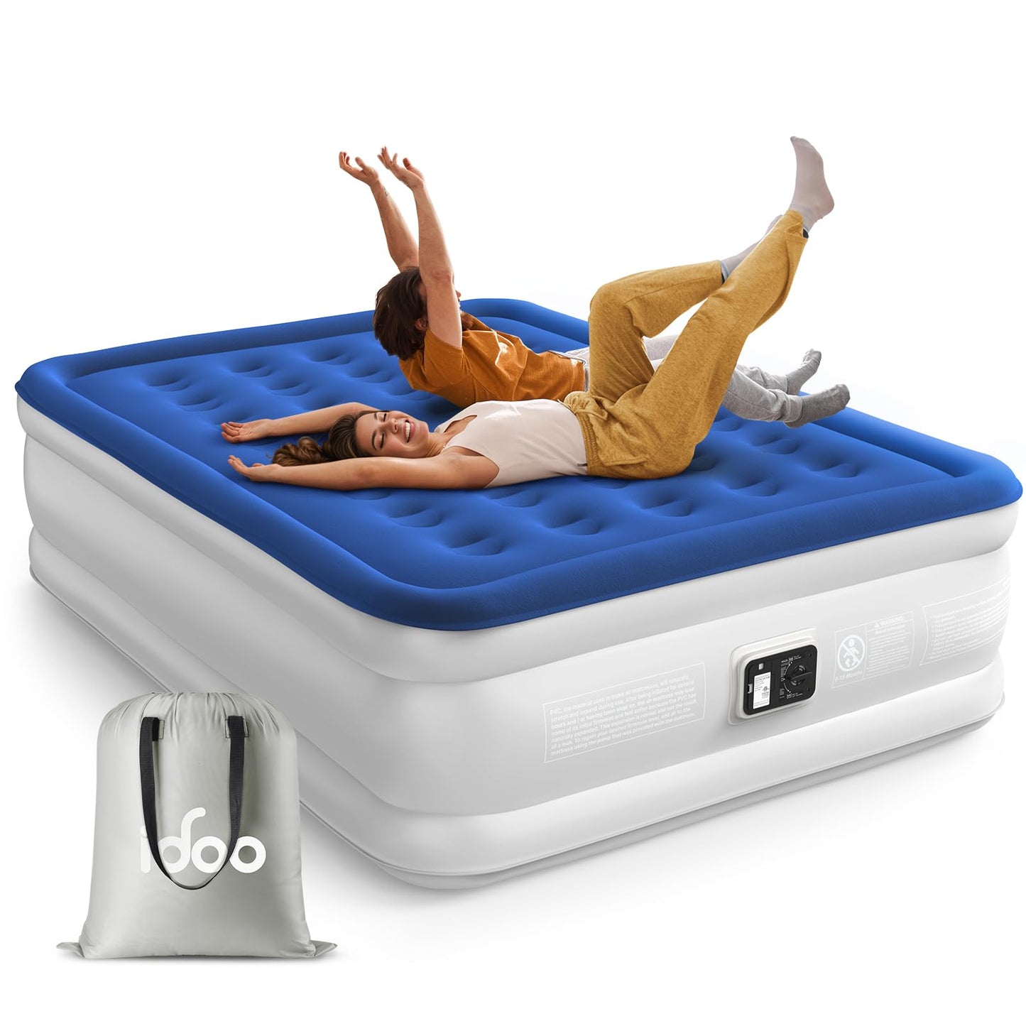 iDOO Twin Air Mattress with Built in Pump, Comfort Blow up Mattress, Inflatable Mattress with Carry Bag for Guests, Home, Camping, Colchones Inflables