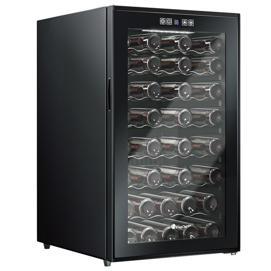 KingChii 16 Bottle Wine Cooler, Freestanding Wine Fridge with Glass Door, Adjustable Shelves & Digital Temperature Display Wine Refrigerator for Red, White, Champagne - Perfect for Home, Kitchen, Bar