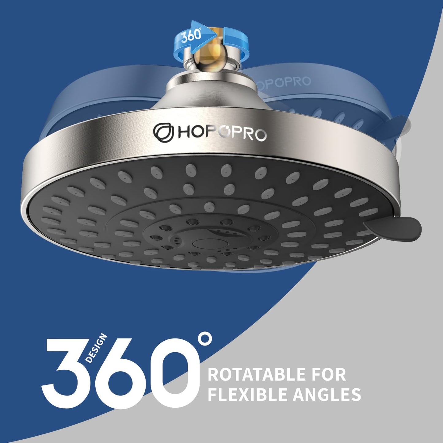 HOPOPRO 5-Mode High Pressure Shower Head - The Washington Post, NBC News, Today TV Show Recommended - High Flow Fixed Showerheads (4 Inch Brushed Nickel)