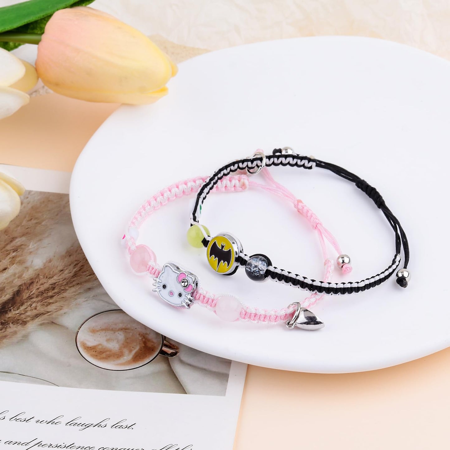 Couples/Friendship Matching Bracelets,Bat/Spider/kitty Bracelets Set, Valentine's Day Birthday Jewelry Gifts for Gf and Bf Soulmate, Matching Gifts for Husband&Wife Son&Daughters BFF