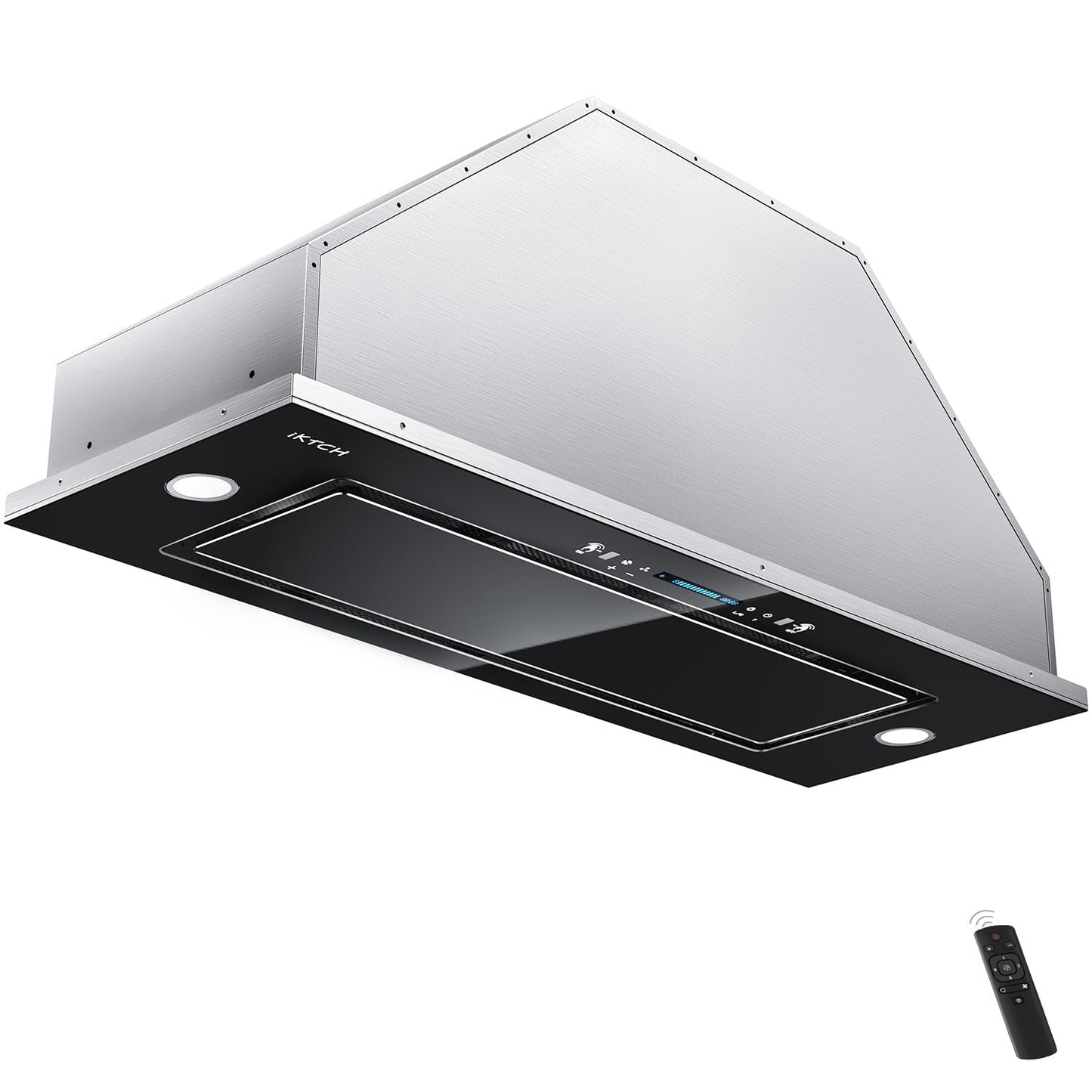 IKTCH New 30" Range Hood Insert, 900 CFM Ducted/Ductless Range Hood with 4 Speed Fan, Black Stainless Steel & Tempered Glass Range Hood 30 inch with Gesture Sensing&Touch Control Making life Smarter