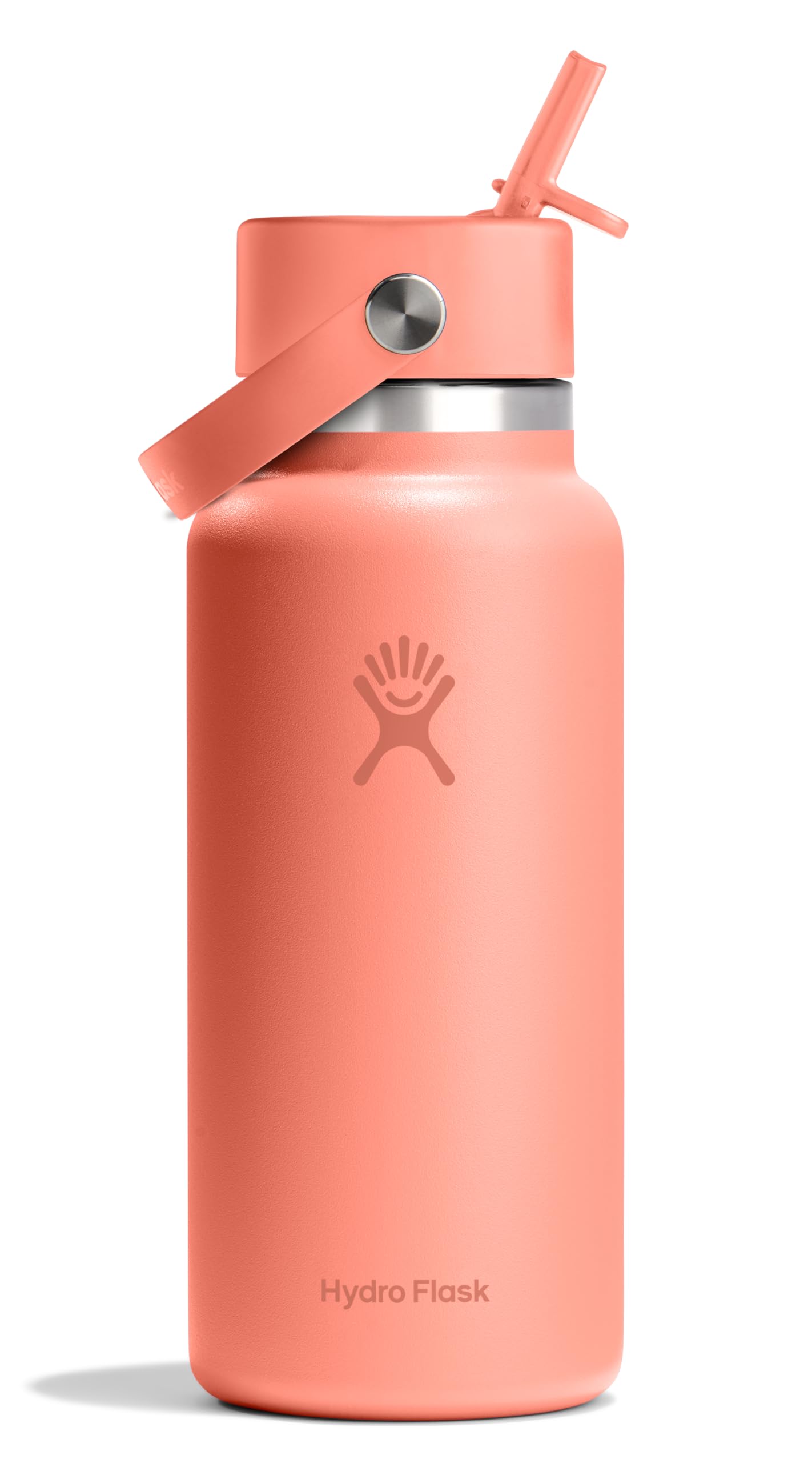 HYDRO FLASK Wide Mouth vacuum insulated stainless steel water bottle with leakproof closeable straw lid for cold water drinks, sports, travel, car and school