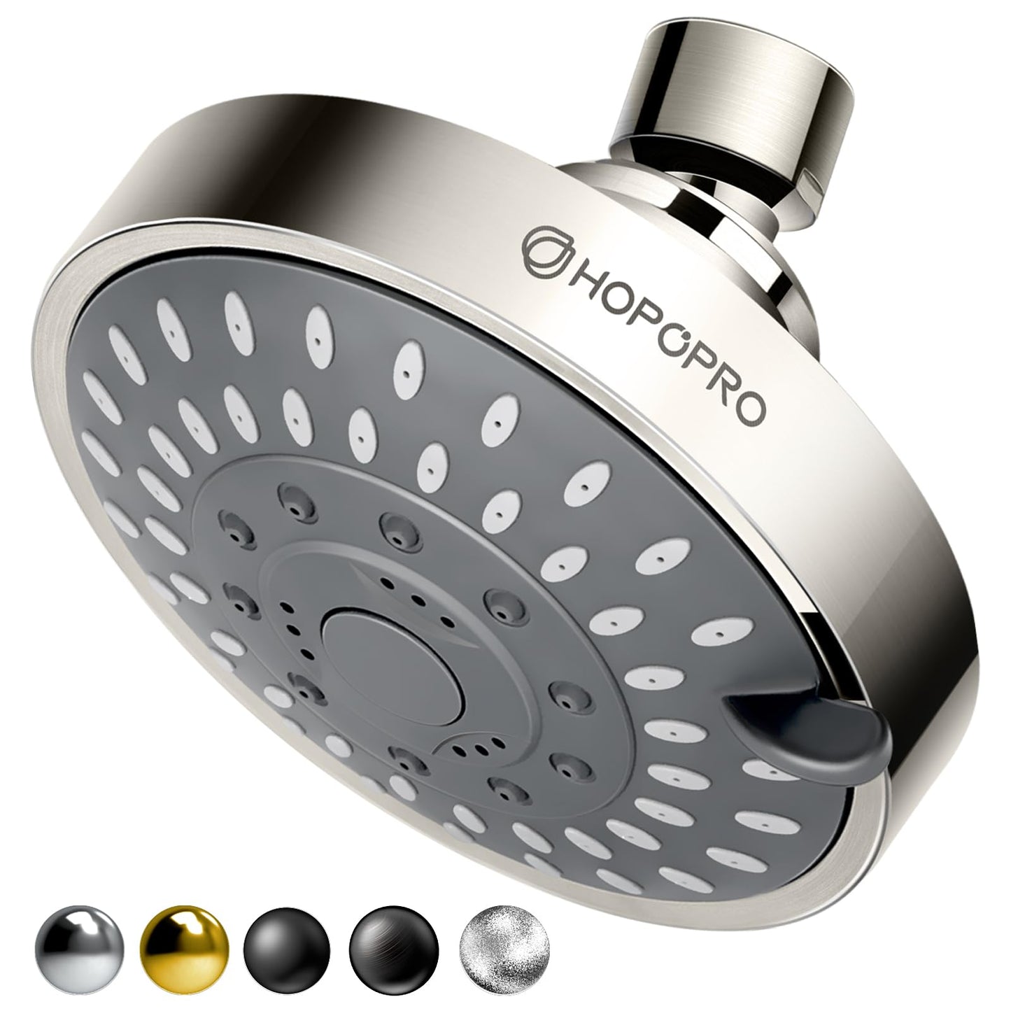 HOPOPRO 5-Mode High Pressure Shower Head - The Washington Post, NBC News, Today TV Show Recommended - High Flow Fixed Showerheads (4 Inch Brushed Nickel)