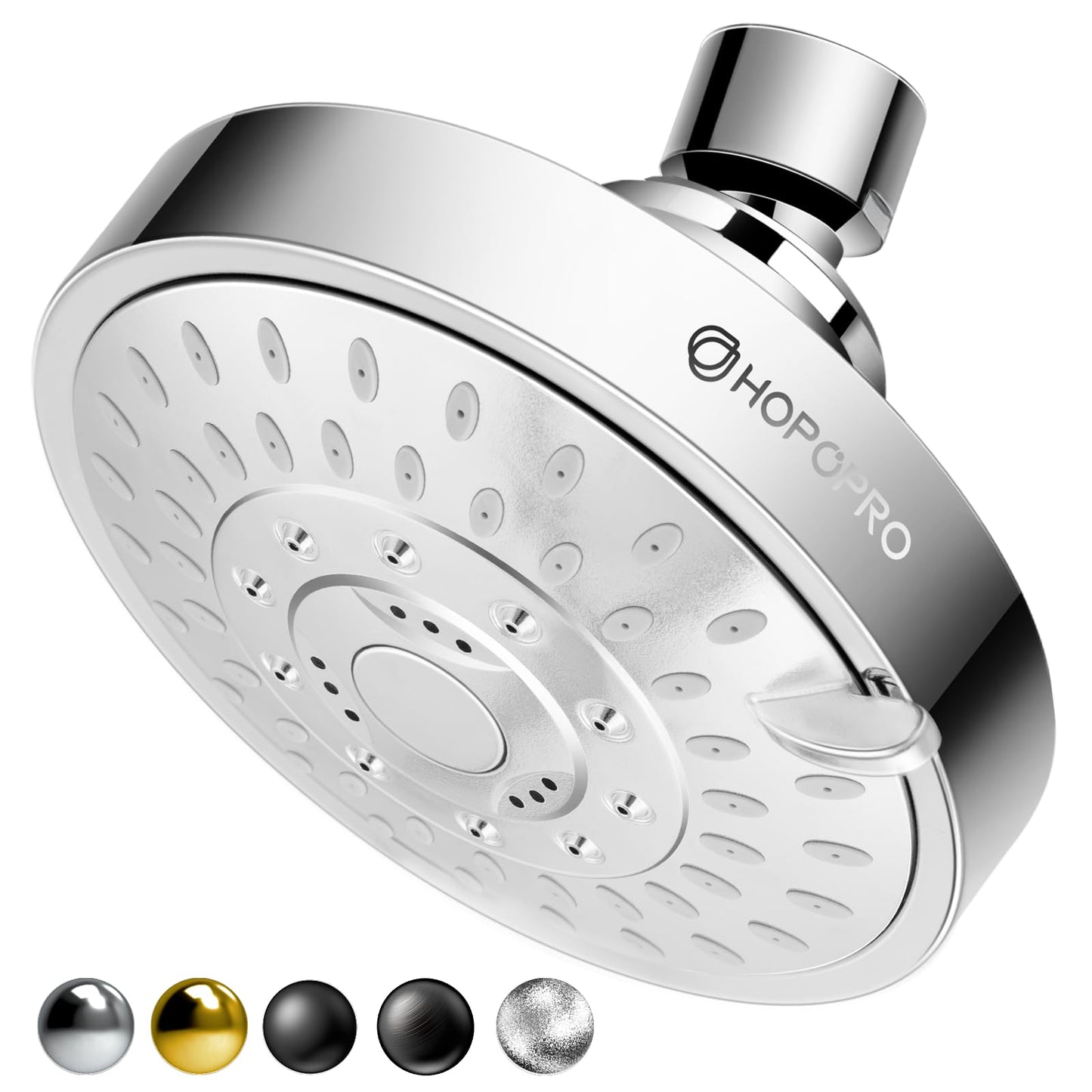 HOPOPRO 5-Mode High Pressure Shower Head - The Washington Post, NBC News, Today TV Show Recommended - High Flow Fixed Showerheads (4 Inch Brushed Nickel)