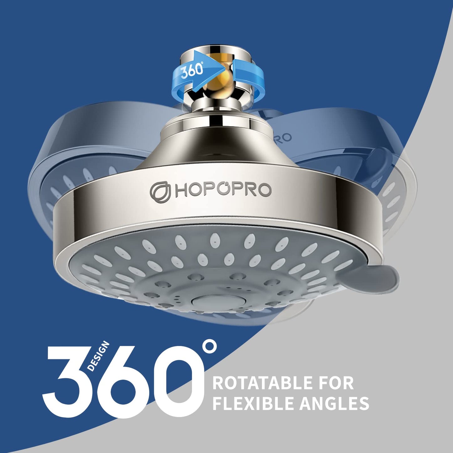 HOPOPRO 5-Mode High Pressure Shower Head - The Washington Post, NBC News, Today TV Show Recommended - High Flow Fixed Showerheads (4 Inch Brushed Nickel)