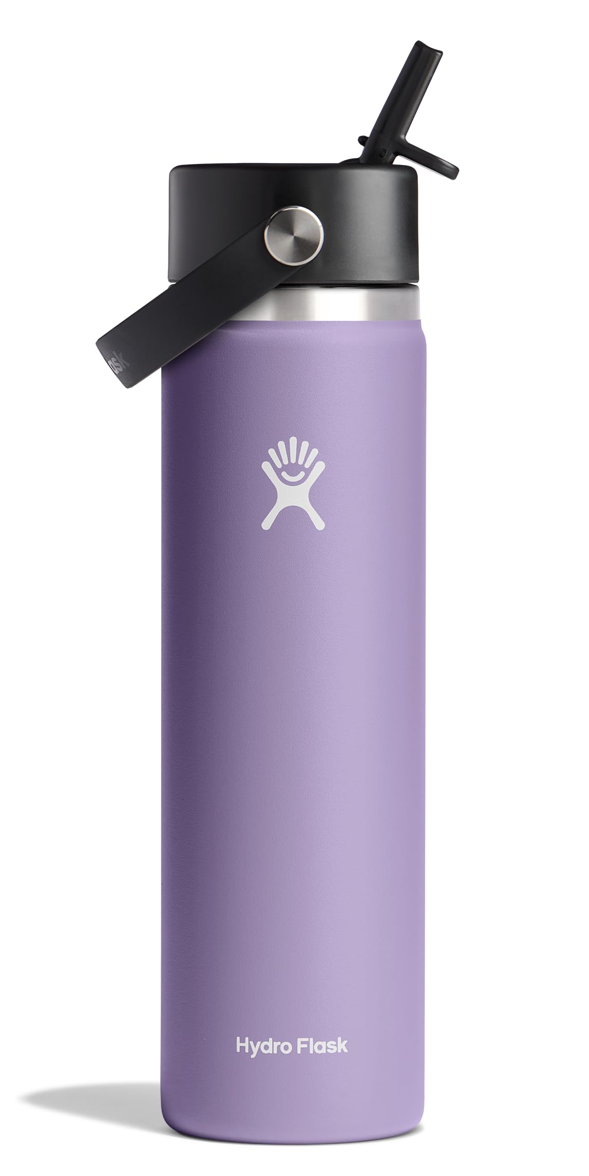 HYDRO FLASK Wide Mouth vacuum insulated stainless steel water bottle with leakproof closeable straw lid for cold water drinks, sports, travel, car and school