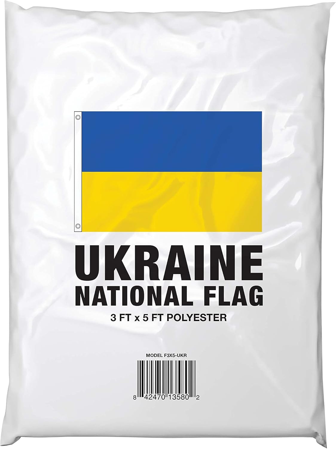 Ukraine Flag F3X5-UKR 3 x 5-Ft Ukrainian National Flag, Polyester with Brass Grommets, Blue, Yellow