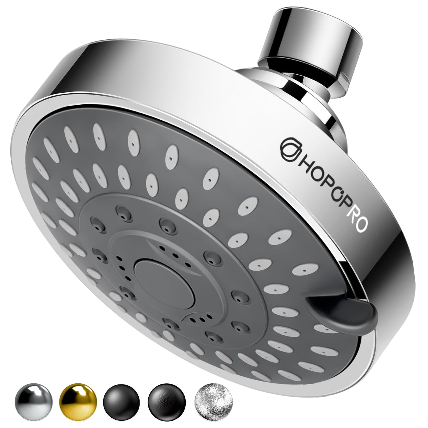 HOPOPRO 5-Mode High Pressure Shower Head - The Washington Post, NBC News, Today TV Show Recommended - High Flow Fixed Showerheads (4 Inch Brushed Nickel)