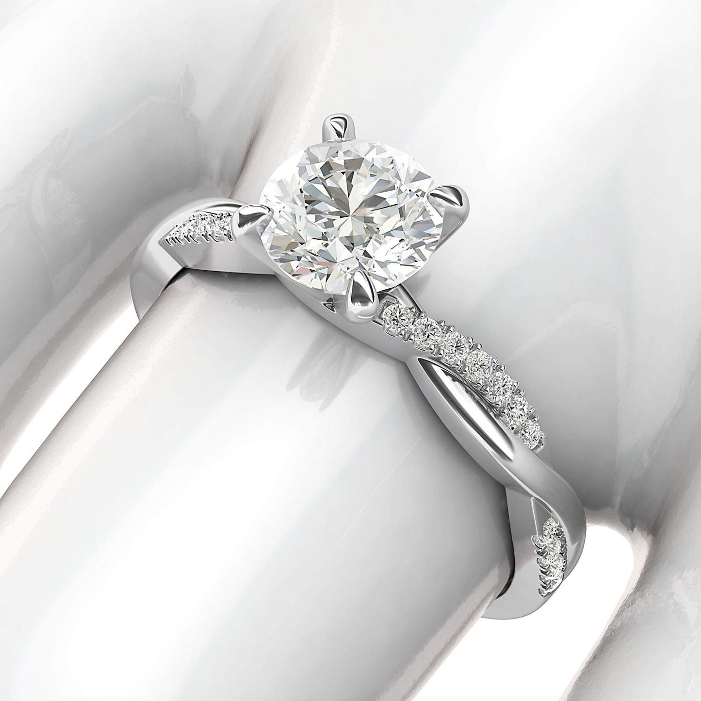 Sterling Silver 4-Prong Petite Twisted Vine Simulated 1.0 CT Diamond Or Moissanite Engagement Ring Promise Bridal Ring