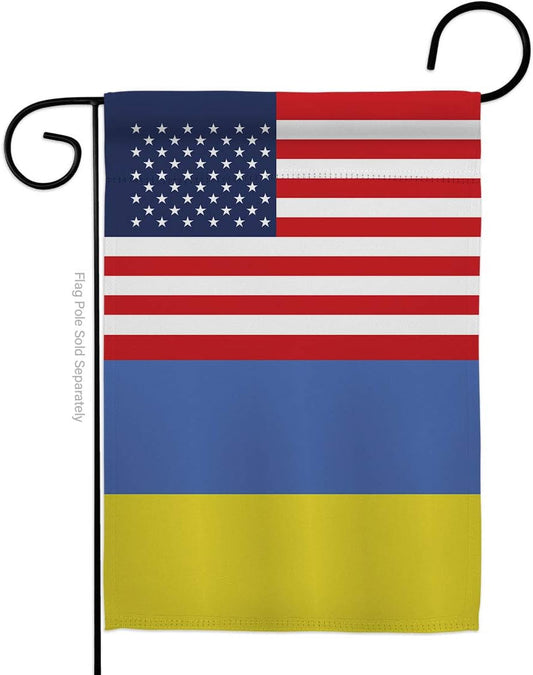 Ukrainian Flag Ukraine US Friendship Garden Ucrania Home Decor Indoor Tapestry World Country - Outdoor Decorations House Banner Wall Hanging Small Yard Stand With Ukrainian Gifts Made In USA