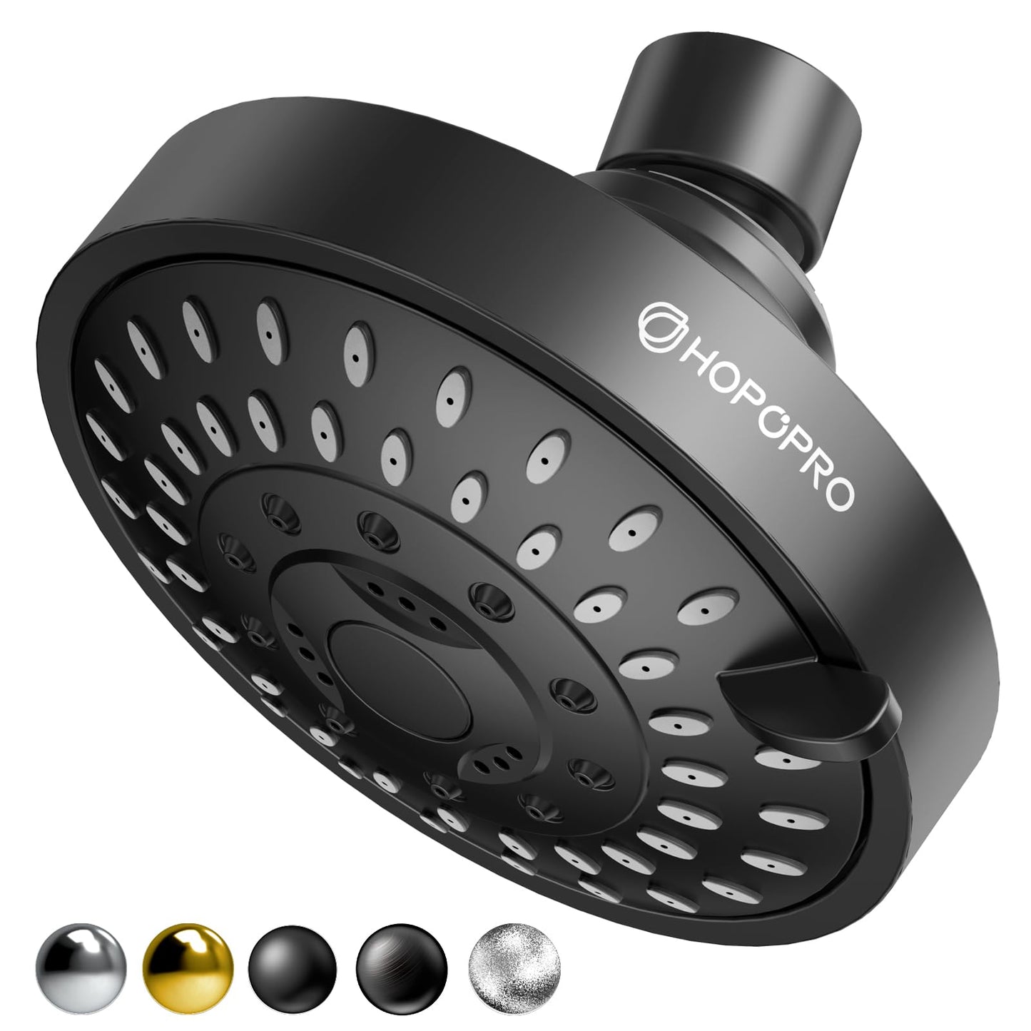 HOPOPRO 5-Mode High Pressure Shower Head - The Washington Post, NBC News, Today TV Show Recommended - High Flow Fixed Showerheads (4 Inch Brushed Nickel)