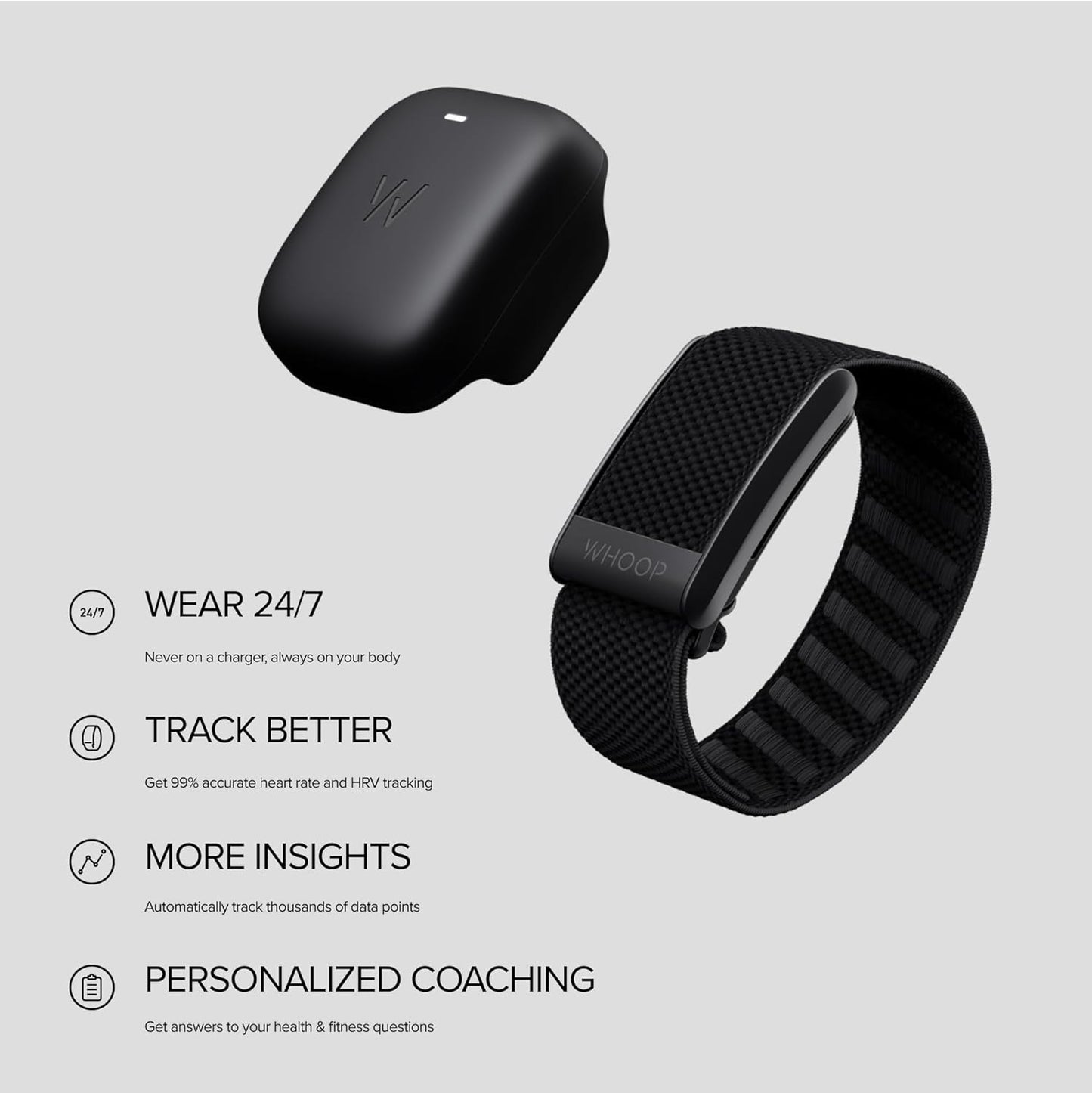 WHOOP 4.0 with 12 Month Subscription – Wearable Health, Fitness & Activity Tracker – Continuous Monitoring, Performance Optimization, Heart Rate Tracking – Improve Sleep, Strain, Recovery, Wellness