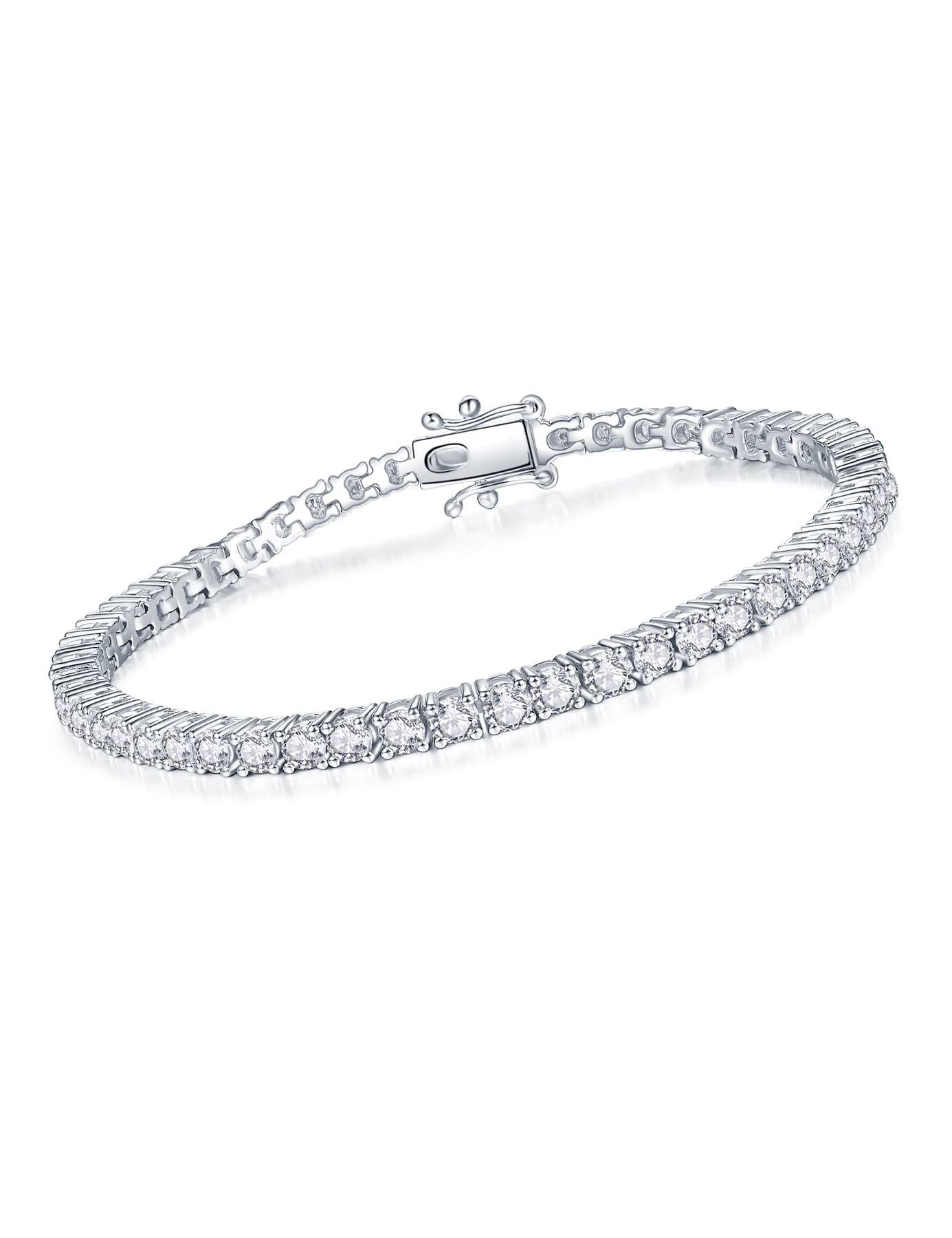 IMOLOVE Moissanite Tennis Bracelet for Women Sterling Silver Wedding Bracelets for Brides Stacking Dainty Bracelets with 18K White Gold Plated