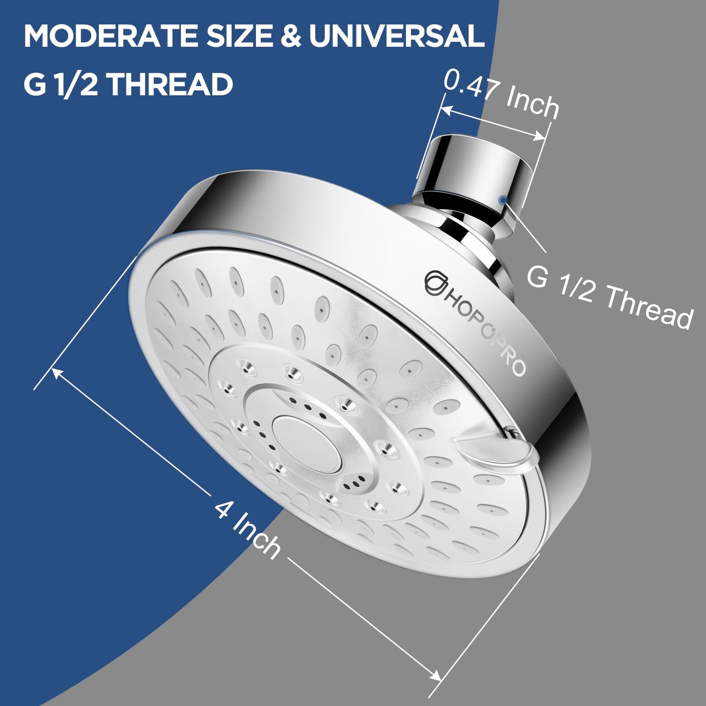 HOPOPRO 5-Mode High Pressure Shower Head - The Washington Post, NBC News, Today TV Show Recommended - High Flow Fixed Showerheads (4 Inch Brushed Nickel)