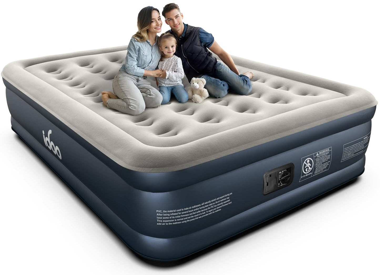 iDOO Twin Air Mattress with Built in Pump, Comfort Blow up Mattress, Inflatable Mattress with Carry Bag for Guests, Home, Camping, Colchones Inflables