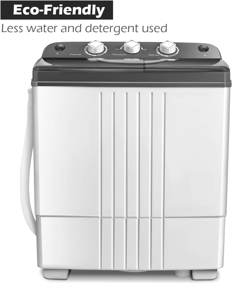 Giantex EP20313 Portable, 20lbs Capacity Combo, 12lbs Washer and 8lbs Spinner, Compact for Apartment RV, Gray & White Washing Machine