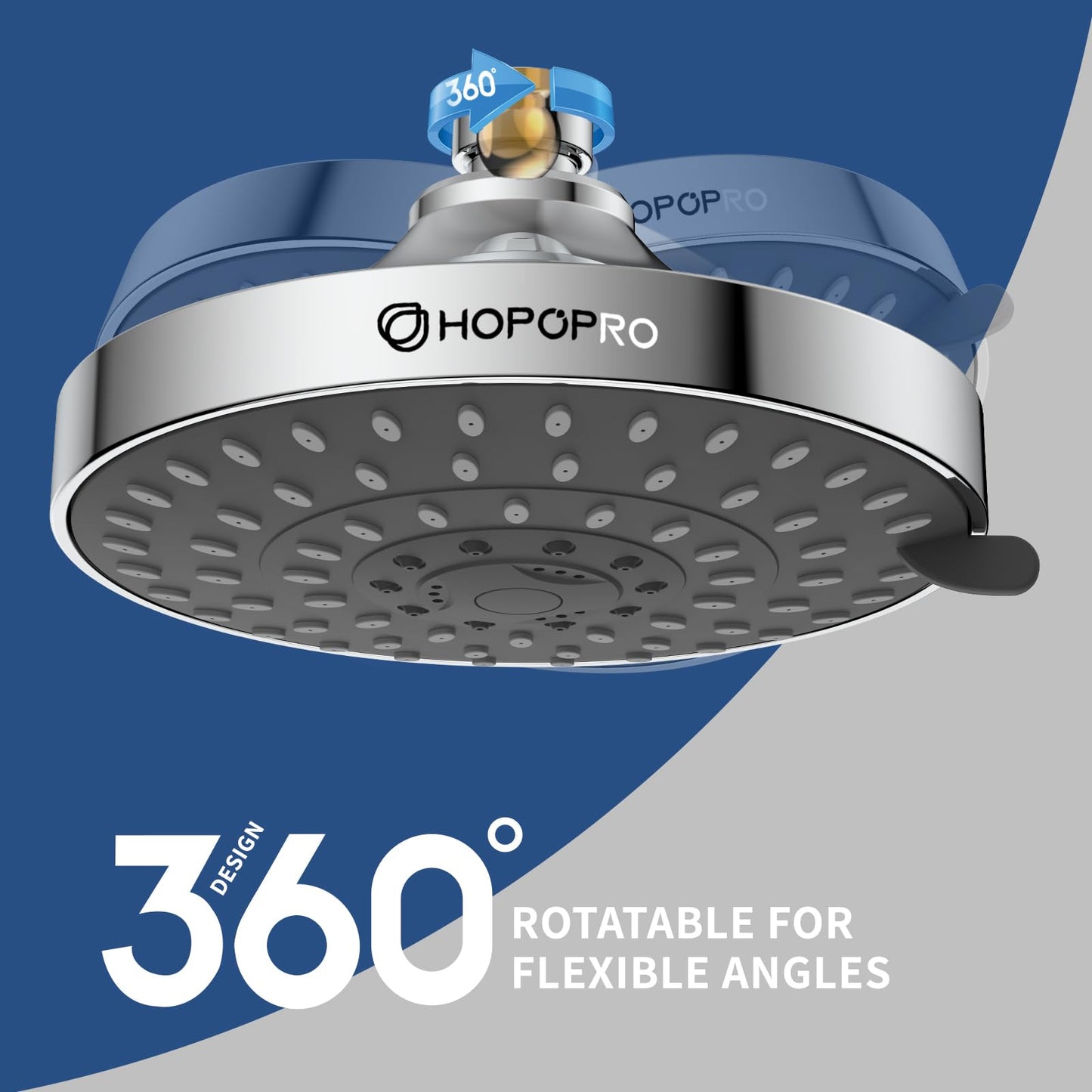 HOPOPRO 5-Mode High Pressure Shower Head - The Washington Post, NBC News, Today TV Show Recommended - High Flow Fixed Showerheads (4 Inch Brushed Nickel)