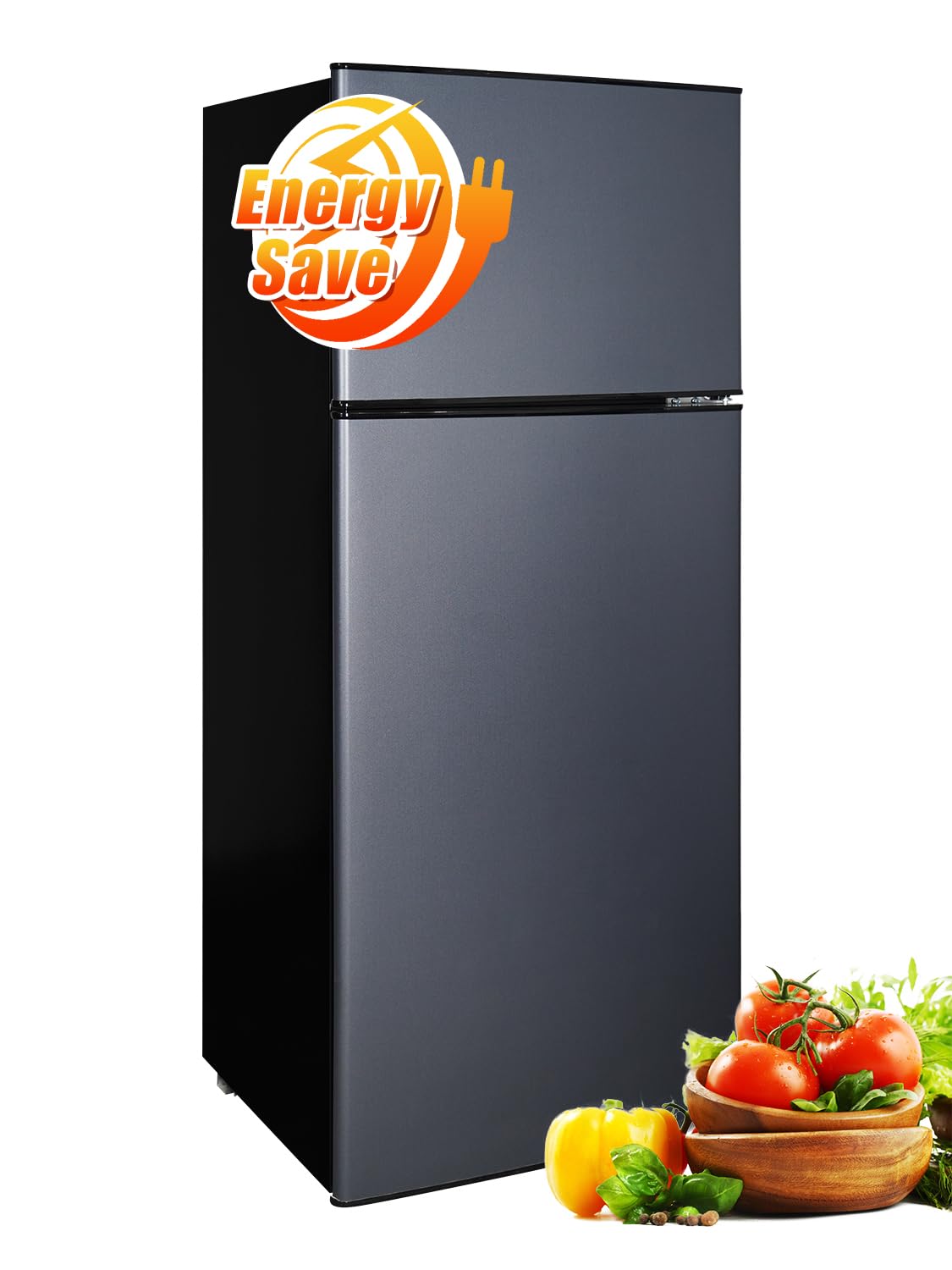 Mini Fridge with Freezer, 2.9 Cu.Ft Small Fridge, Energy Saving, Low Noise,7 Adjustable Thermostat, Double Door Small Refrigerator for Dorm, Bedroom, Office