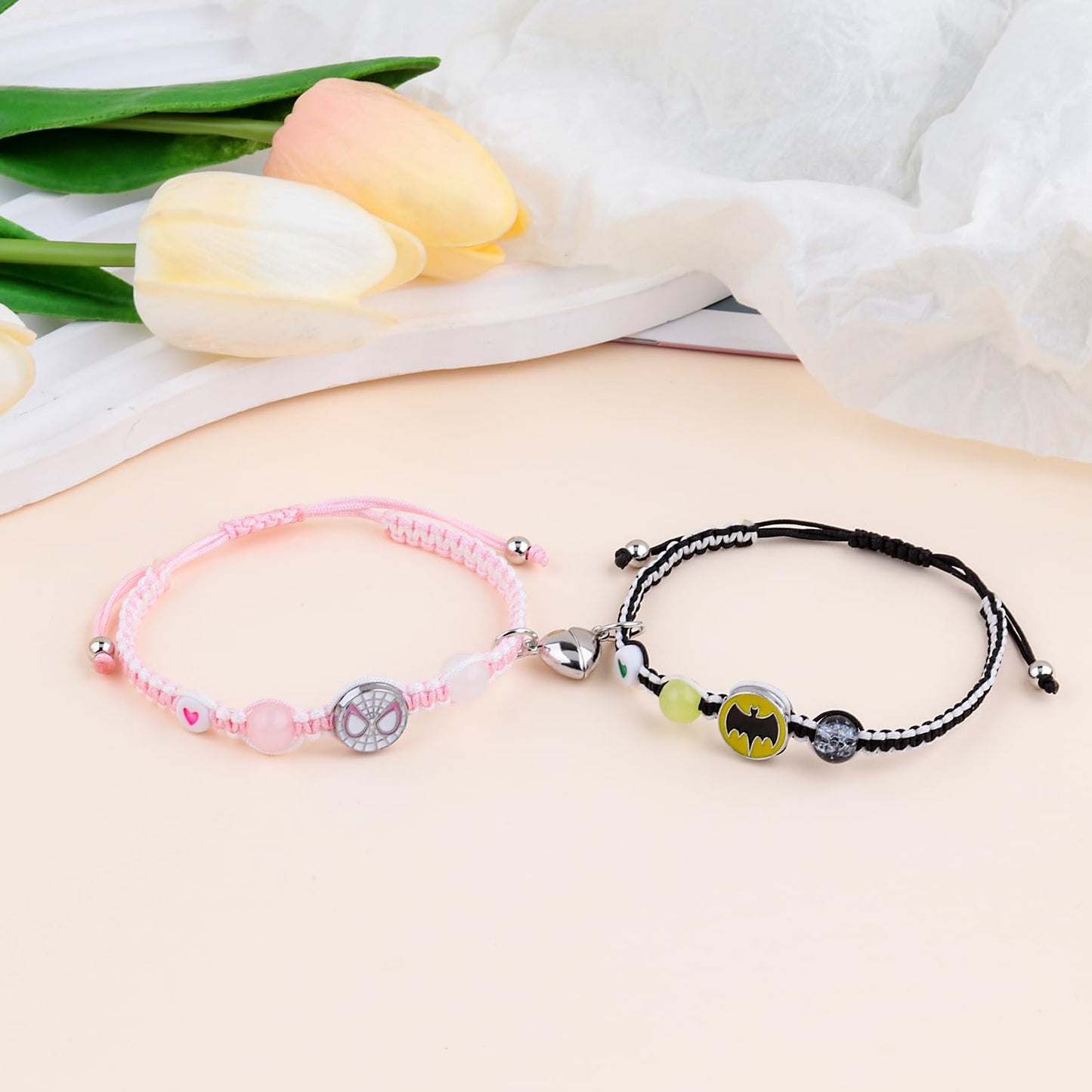 Couples/Friendship Matching Bracelets,Bat/Spider/kitty Bracelets Set, Valentine's Day Birthday Jewelry Gifts for Gf and Bf Soulmate, Matching Gifts for Husband&Wife Son&Daughters BFF