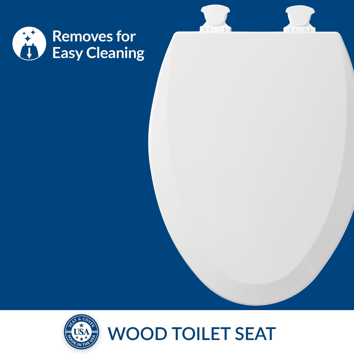 BEMIS 500EC 390 Toilet Seat with Easy Clean & Change Hinges, 1 Pack Round, Cotton White