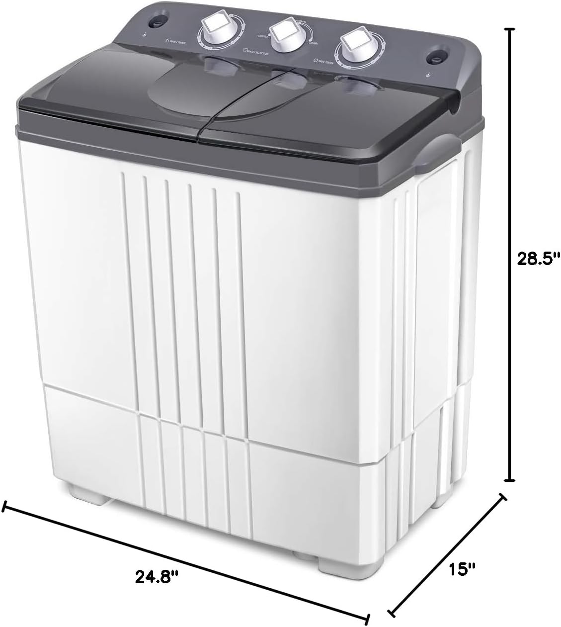 Giantex EP20313 Portable, 20lbs Capacity Combo, 12lbs Washer and 8lbs Spinner, Compact for Apartment RV, Gray & White Washing Machine