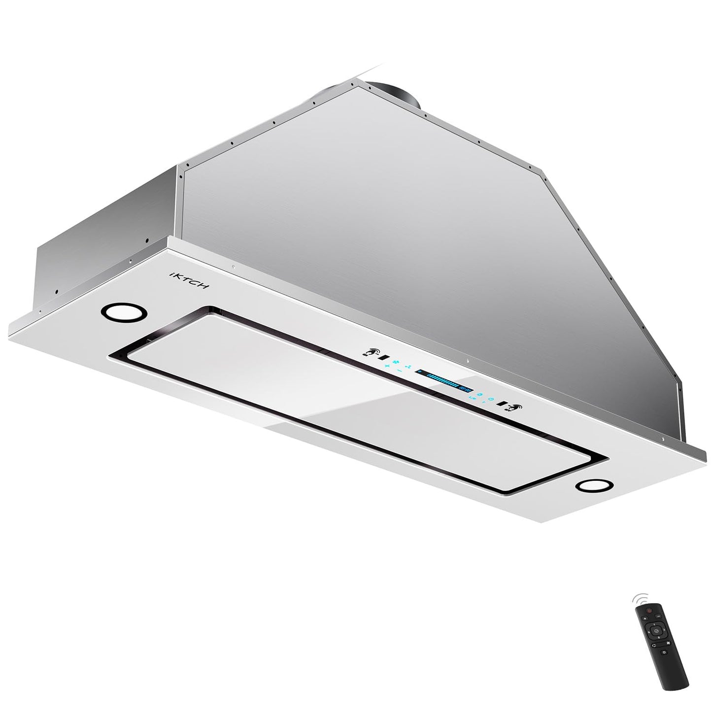 IKTCH New 30" Range Hood Insert, 900 CFM Ducted/Ductless Range Hood with 4 Speed Fan, Black Stainless Steel & Tempered Glass Range Hood 30 inch with Gesture Sensing&Touch Control Making life Smarter