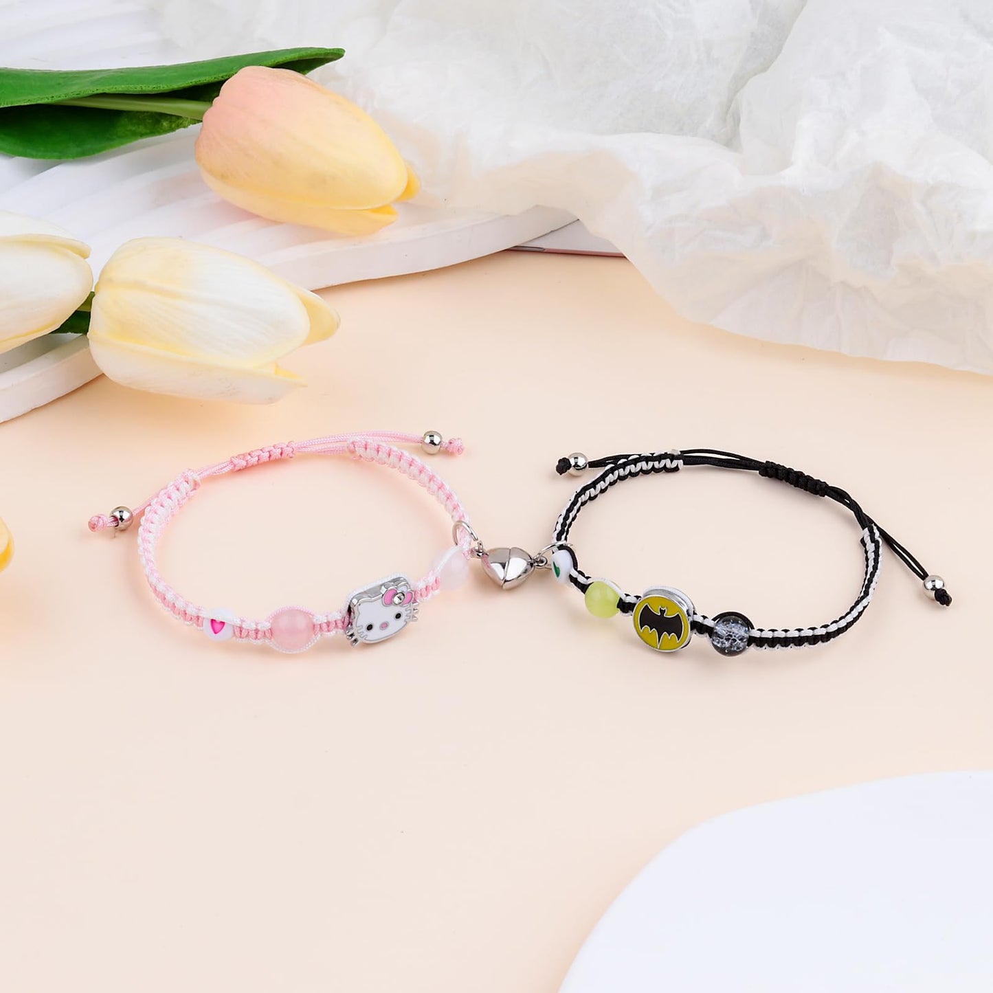 Couples/Friendship Matching Bracelets,Bat/Spider/kitty Bracelets Set, Valentine's Day Birthday Jewelry Gifts for Gf and Bf Soulmate, Matching Gifts for Husband&Wife Son&Daughters BFF