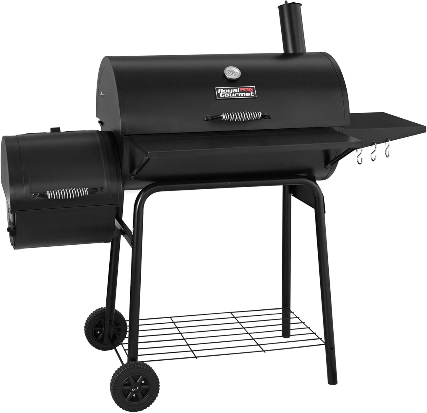 Royal Gourmet CC1830S 30" BBQ Charcoal Grill and Offset Smoker | 811 Square Inch cooking surface, Outdoor for Camping | Black