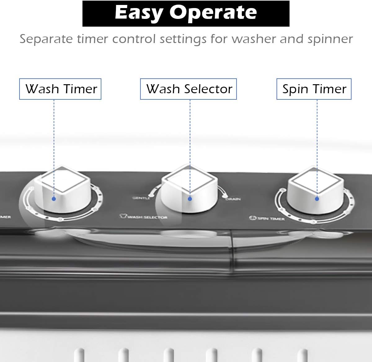 Giantex EP20313 Portable, 20lbs Capacity Combo, 12lbs Washer and 8lbs Spinner, Compact for Apartment RV, Gray & White Washing Machine