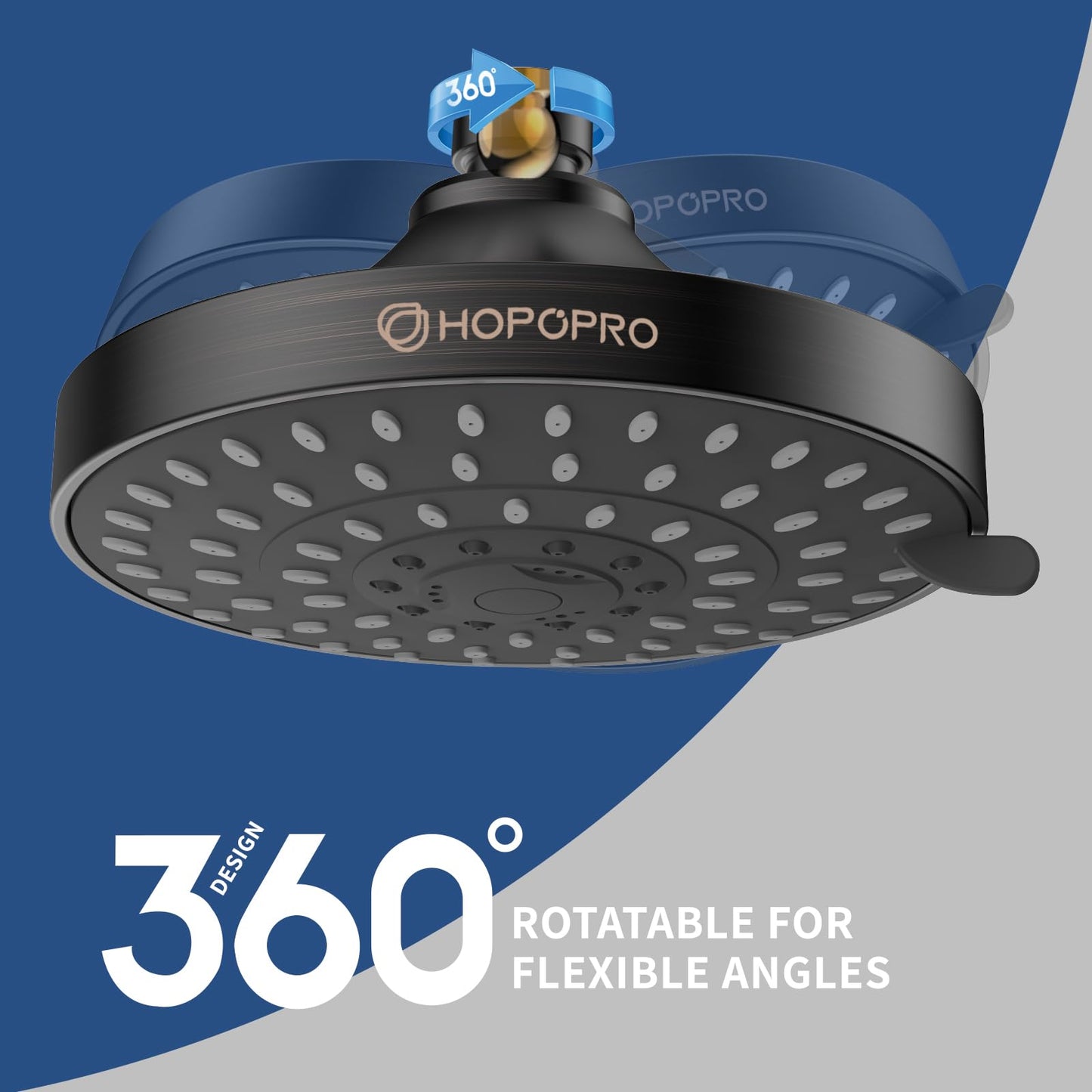 HOPOPRO 5-Mode High Pressure Shower Head - The Washington Post, NBC News, Today TV Show Recommended - High Flow Fixed Showerheads (4 Inch Brushed Nickel)