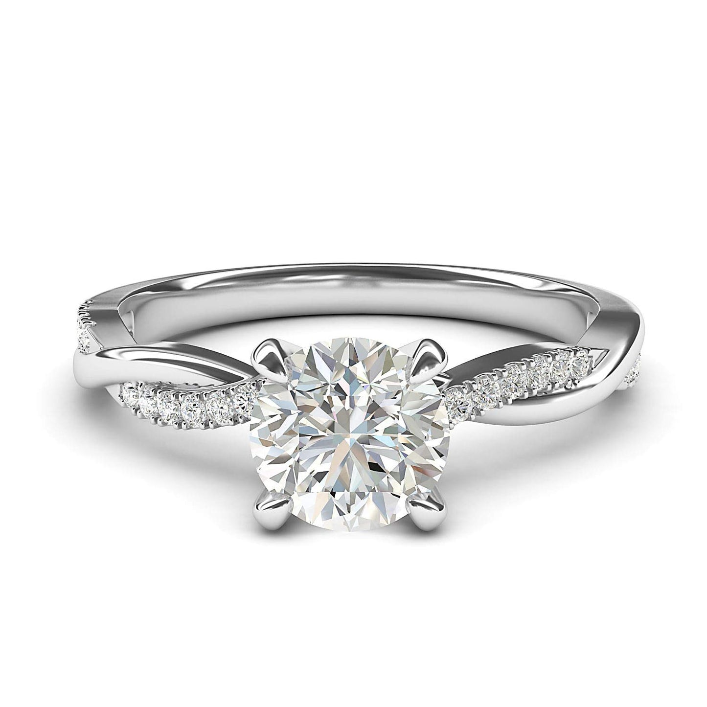 Sterling Silver 4-Prong Petite Twisted Vine Simulated 1.0 CT Diamond Or Moissanite Engagement Ring Promise Bridal Ring