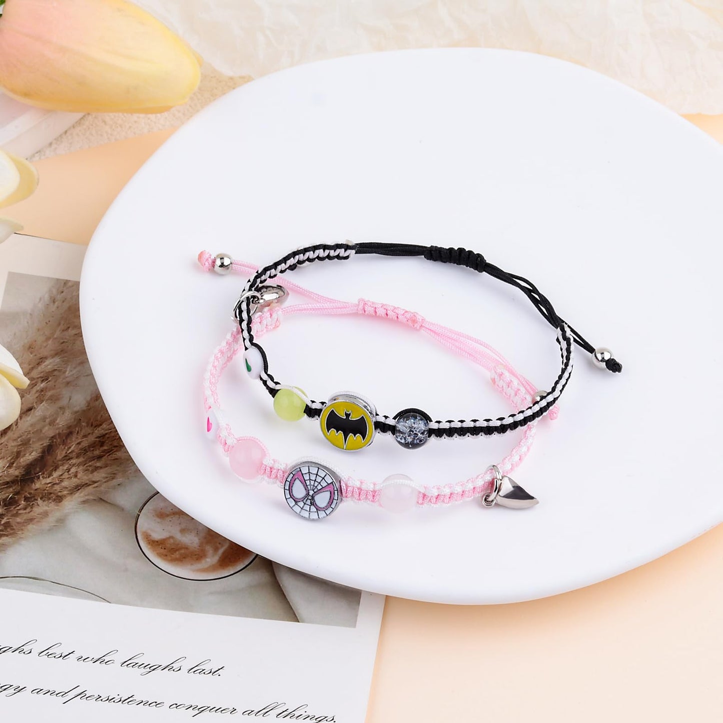 Couples/Friendship Matching Bracelets,Bat/Spider/kitty Bracelets Set, Valentine's Day Birthday Jewelry Gifts for Gf and Bf Soulmate, Matching Gifts for Husband&Wife Son&Daughters BFF