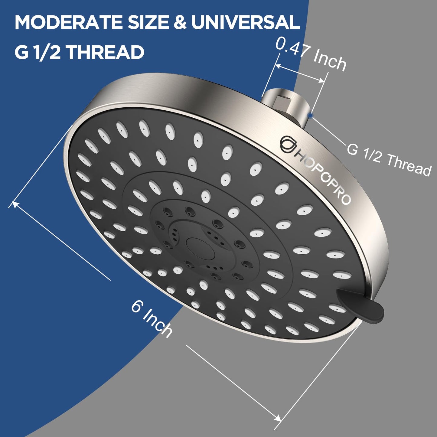 HOPOPRO 5-Mode High Pressure Shower Head - The Washington Post, NBC News, Today TV Show Recommended - High Flow Fixed Showerheads (4 Inch Brushed Nickel)