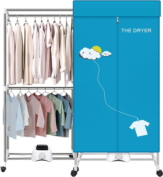 Portable Dryer,110V 1000W Electric Clothes Dryer Machine Double layer Stackable Clothes Drying Rack for Apartments, RV,Laundry,and More