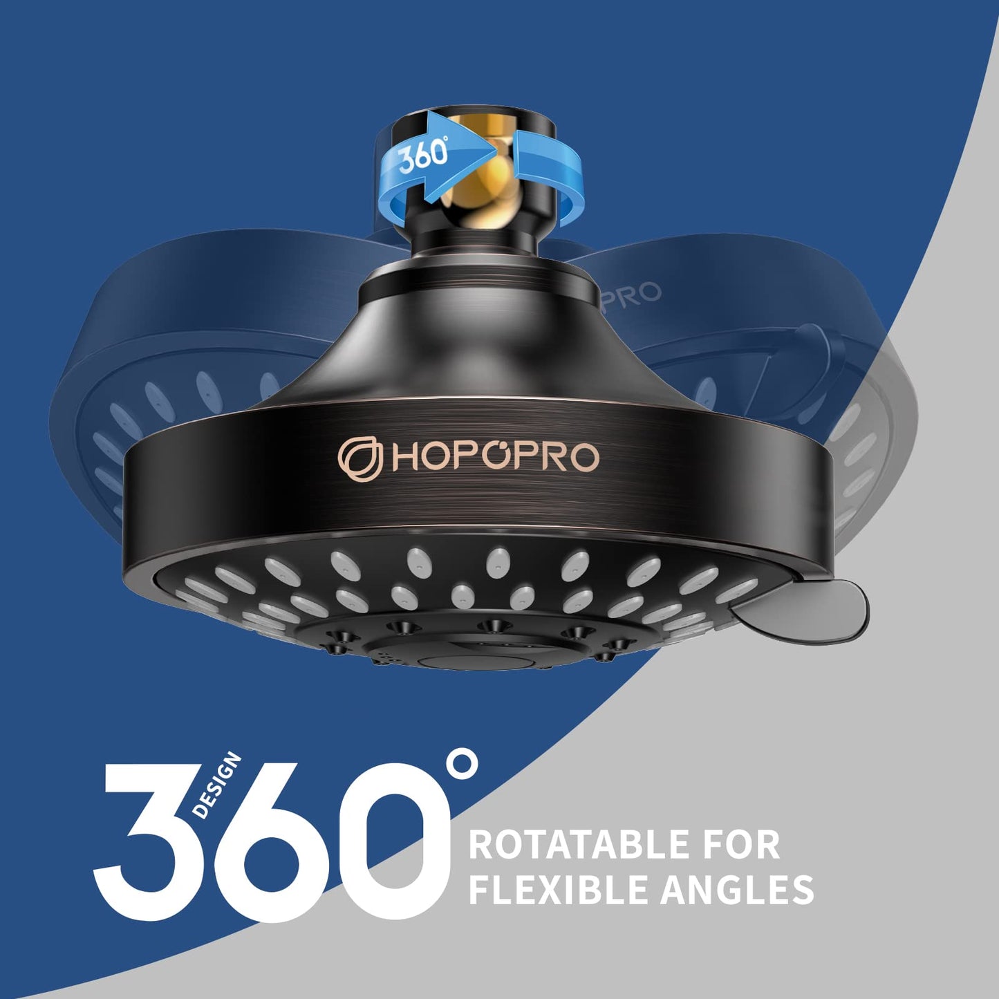 HOPOPRO 5-Mode High Pressure Shower Head - The Washington Post, NBC News, Today TV Show Recommended - High Flow Fixed Showerheads (4 Inch Brushed Nickel)