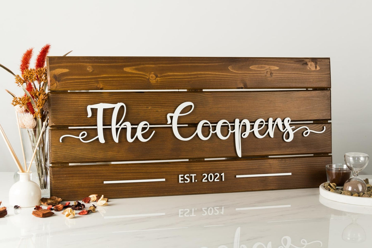 Personalized Handmade Wood Sign | Family Name Rustic Wall Decor | Wedding & Anniversary Gift | Custom Last Name Plaque | Unique Home Decor (Small)