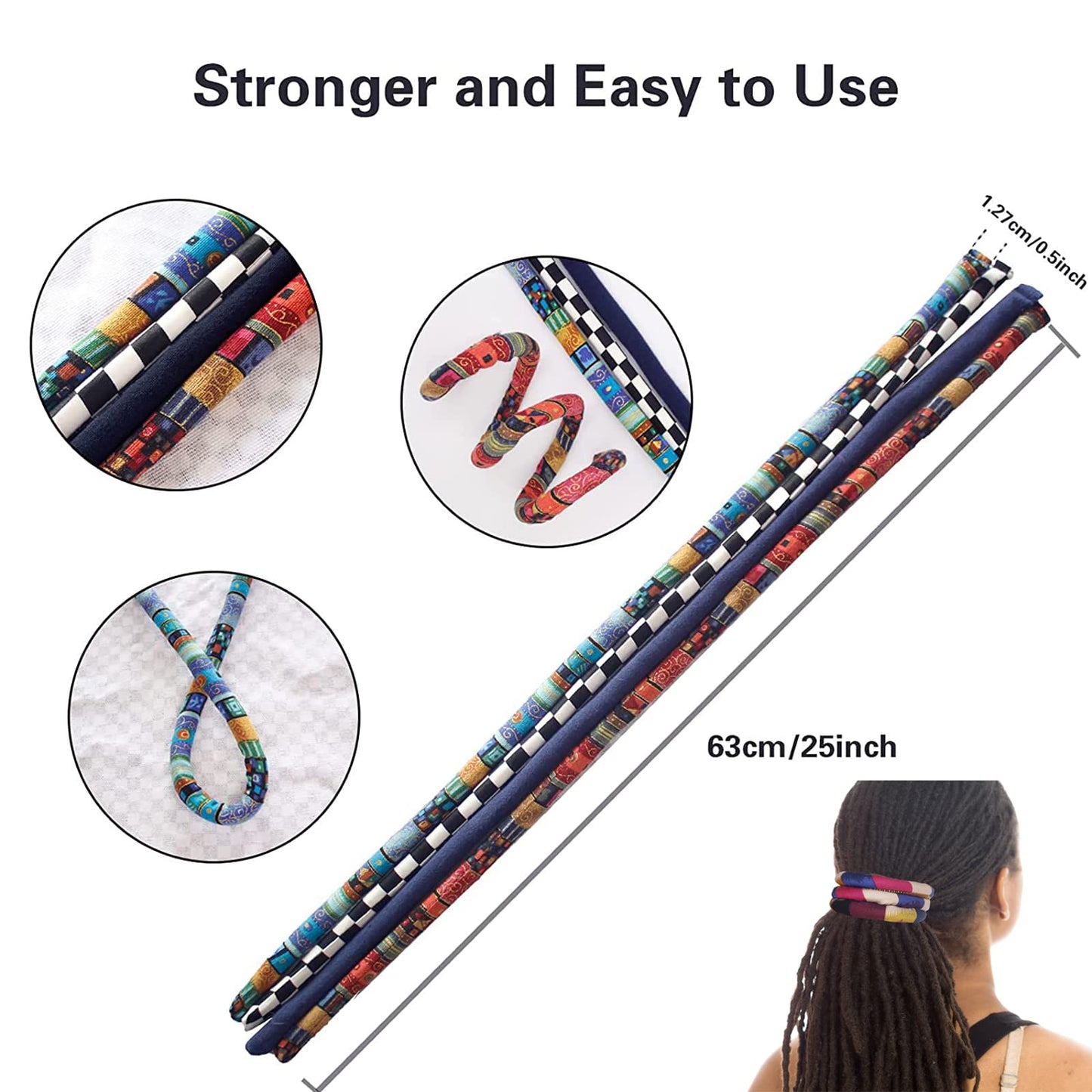 Spiral Lock Hair Tie Dreadlock Accessory Bendable Hair Ties for Women and Men Ponytail Holders Colorful Dreadlock Hair Tie Long Dreads Thick Curly Hair Holder (Autumn Vines)